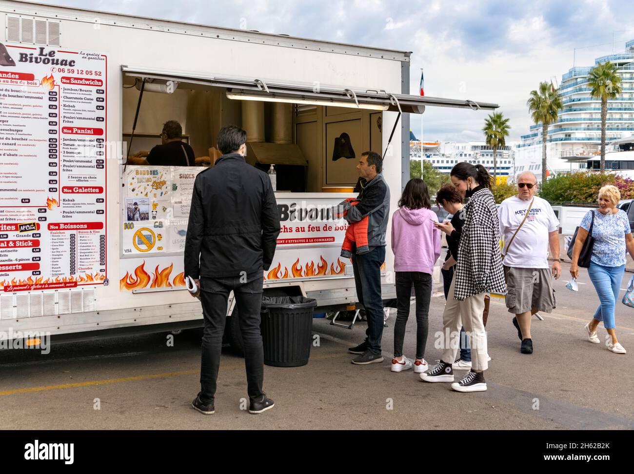 Furgone panino mobile le Bivouac, Ajaccio Francia Foto Stock