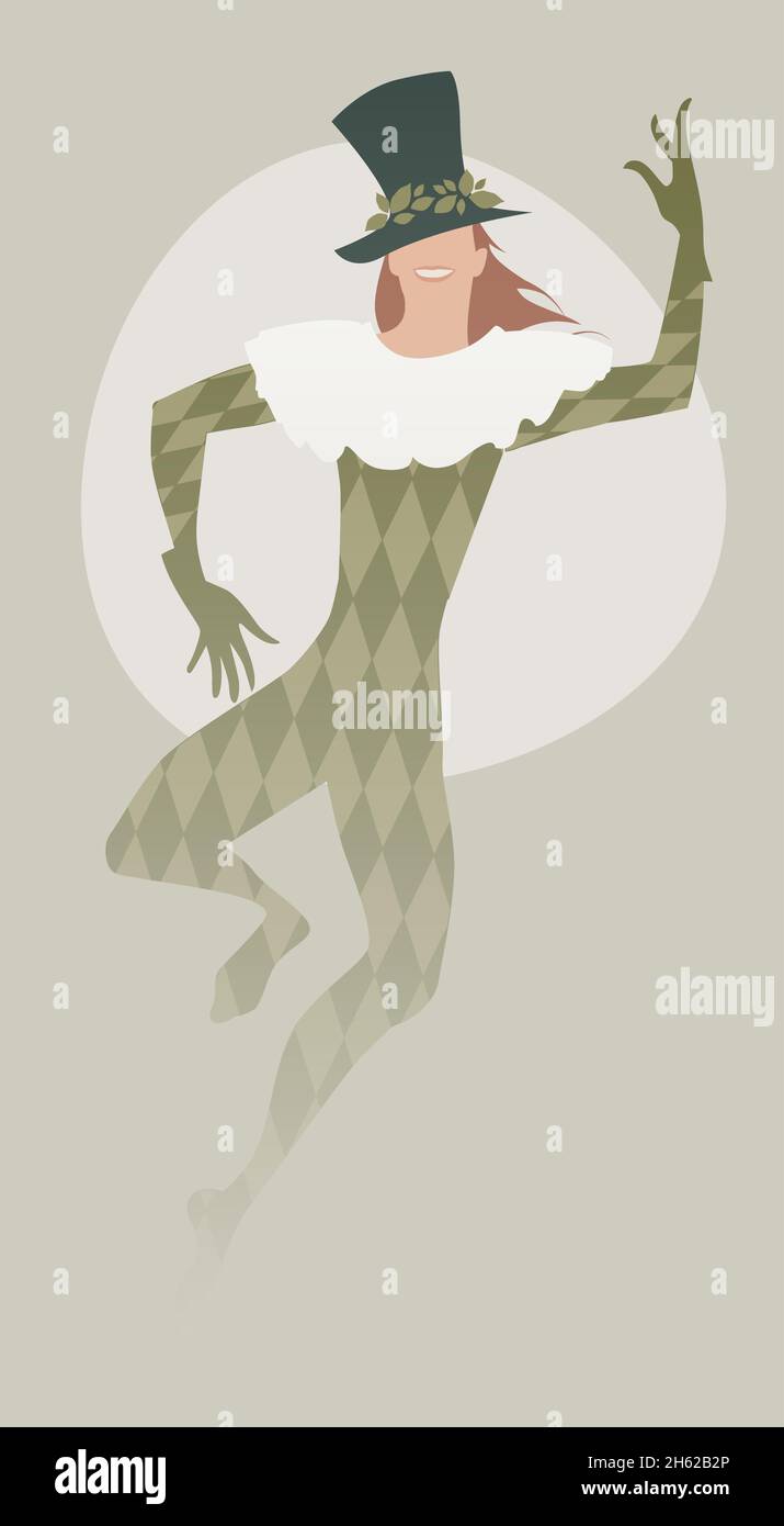 Joker con cappello decorato con fiori, maschera e rhombus vestito danzare  Immagine e Vettoriale - Alamy