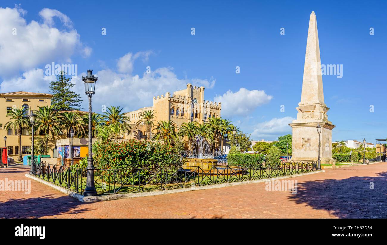 Paesaggio con Ciutadella de Menorca città vecchia, Minorca isola, Spagna Foto Stock