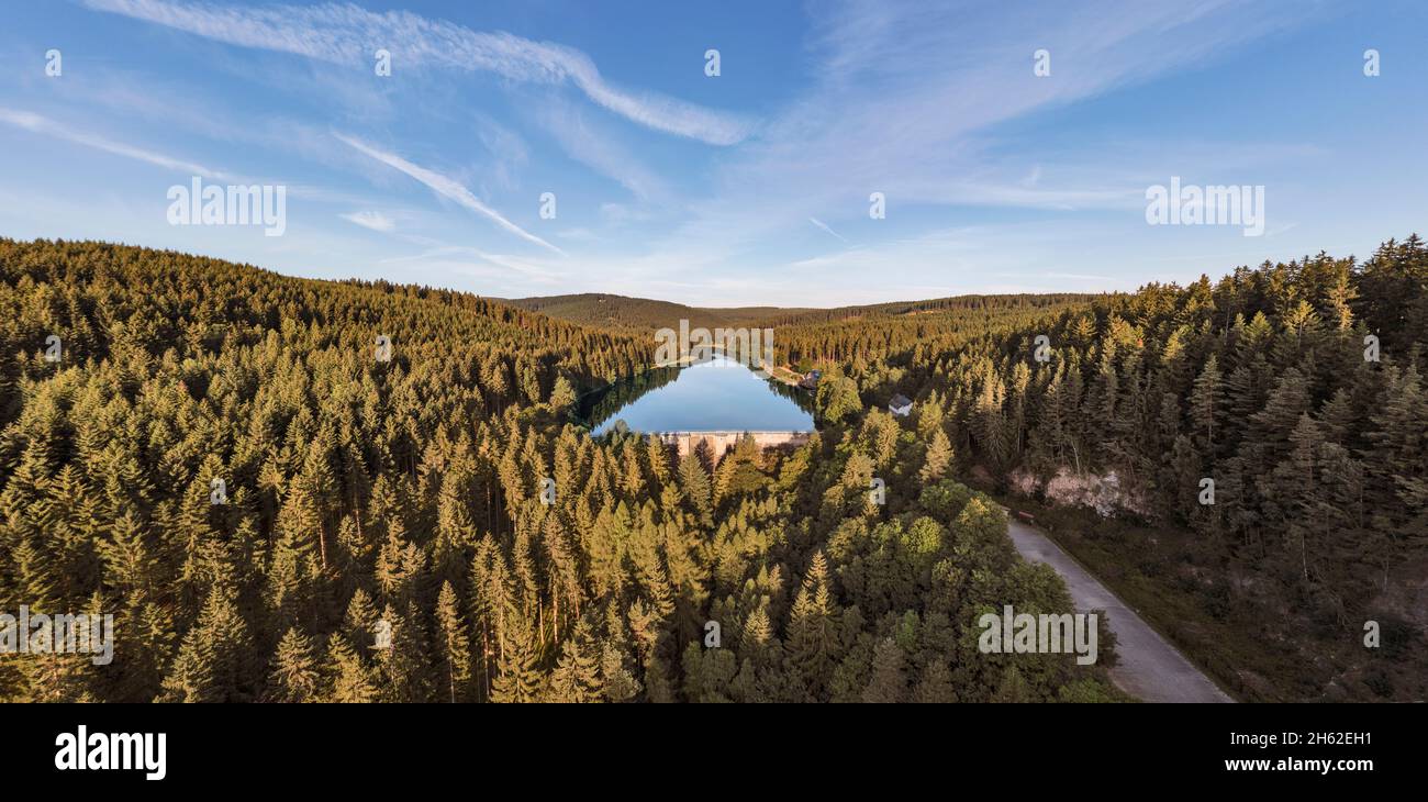 germania,turingia,oberhof,lütschetalsperre,muro diga,foresta,montagne,panorama,vista aerea Foto Stock