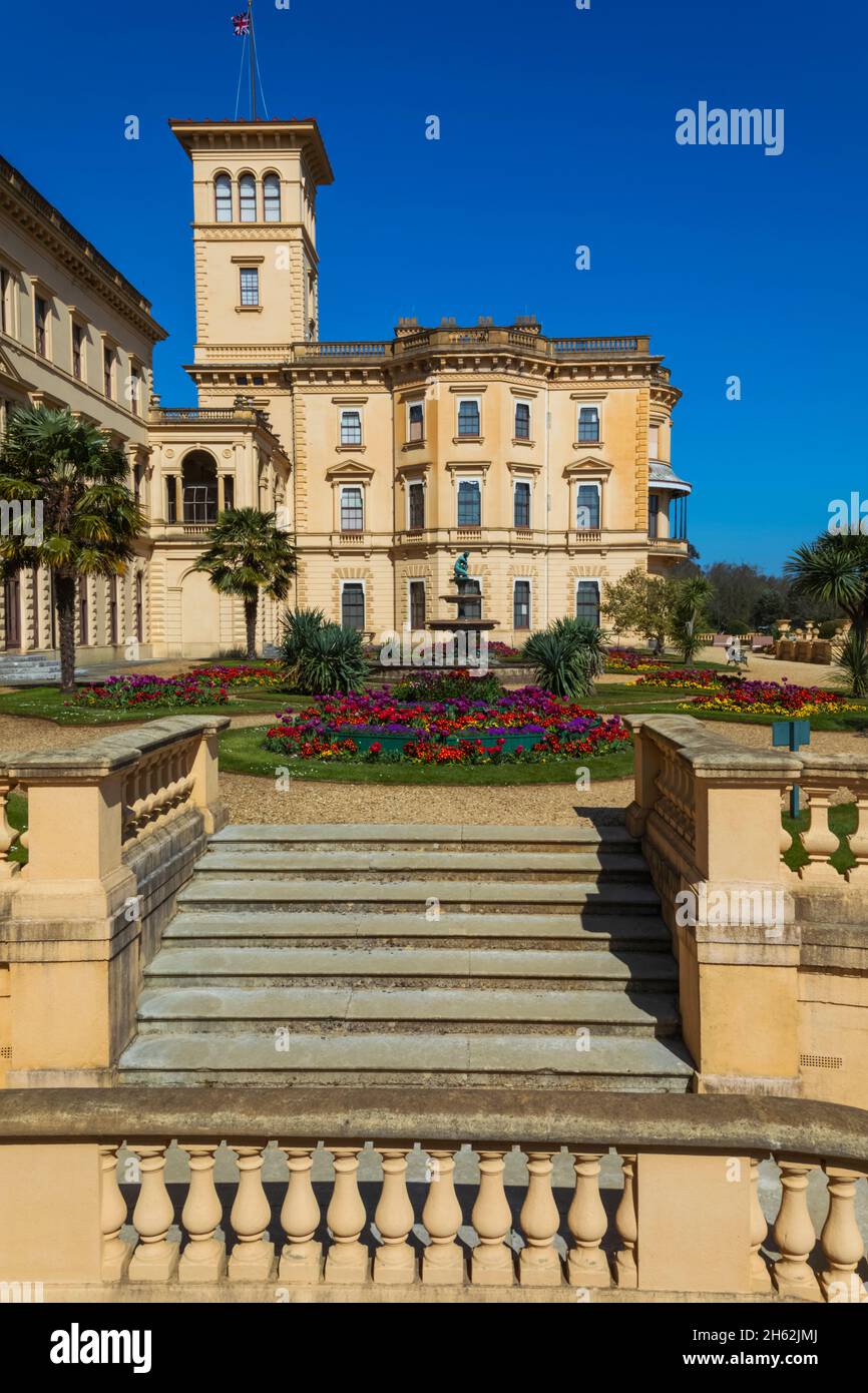 inghilterra, isola di wight, cowes orientale, osborne casa, la sontuosa ex casa della regina victoria e del principe albert Foto Stock