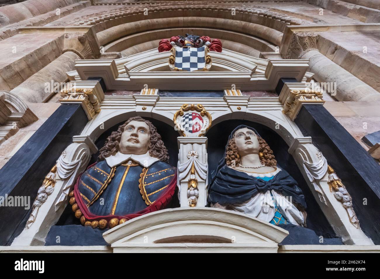 inghilterra, hampshire, romsey, abbazia di romsey, il monumento elisabettiano della famiglia st.barbe Foto Stock