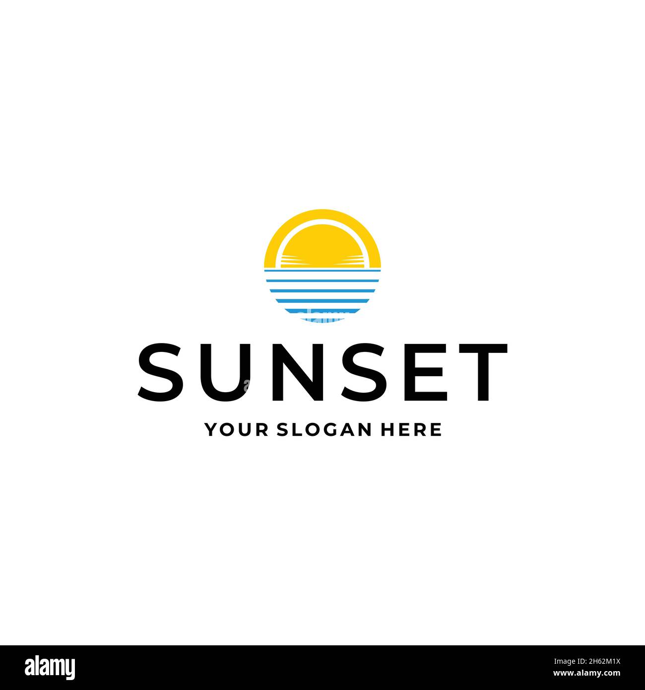 Moderno LOGO SUNSET Sunset sferico Shadow Illustrazione Vettoriale
