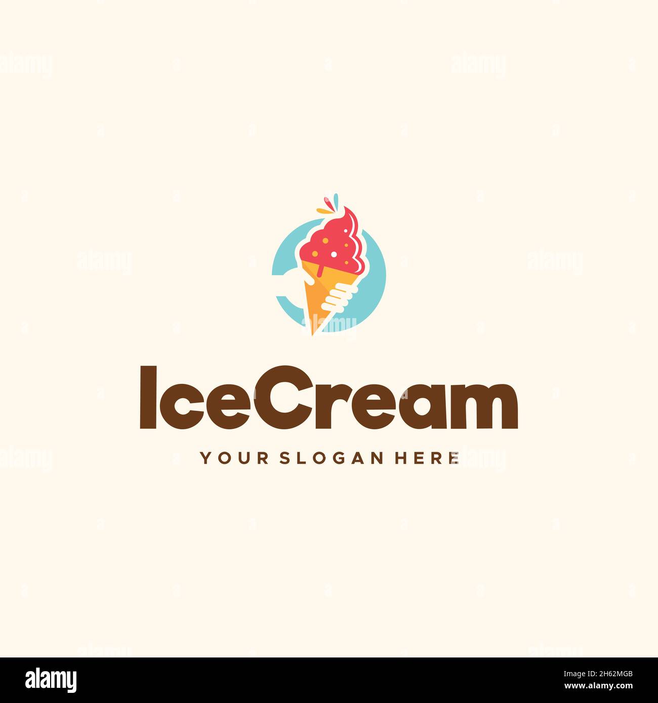 Design minimalista con logo a imbuto in icecream Illustrazione Vettoriale
