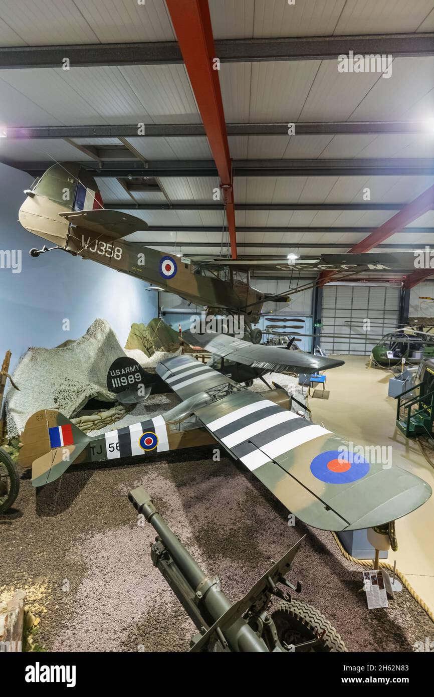 inghilterra,hampshire,andover,andover army flying museum,vista interna di vari aerei militari Foto Stock