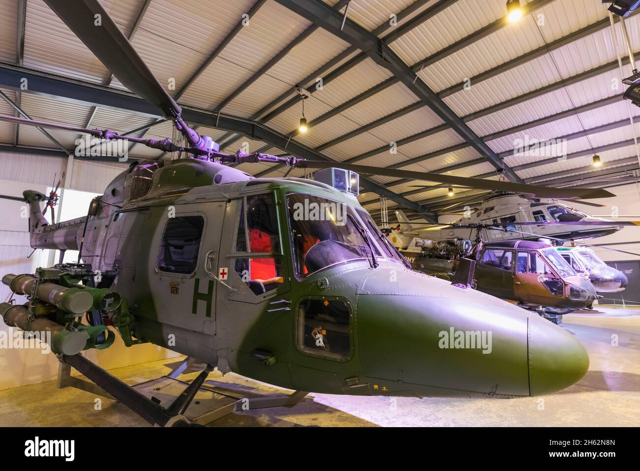 inghilterra,hampshire,andover,andover army flying museum,mostra di vari elicotteri militari Foto Stock