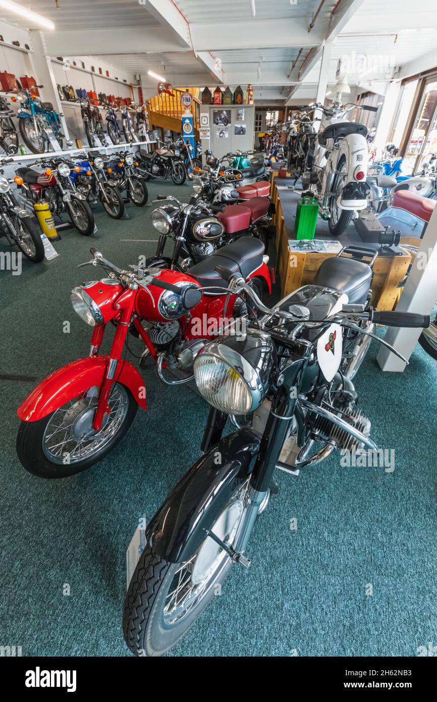 inghilterra,hampshire,new forest,new milton,il museo della motocicletta sammy miller,mostra di moto d'epoca Foto Stock