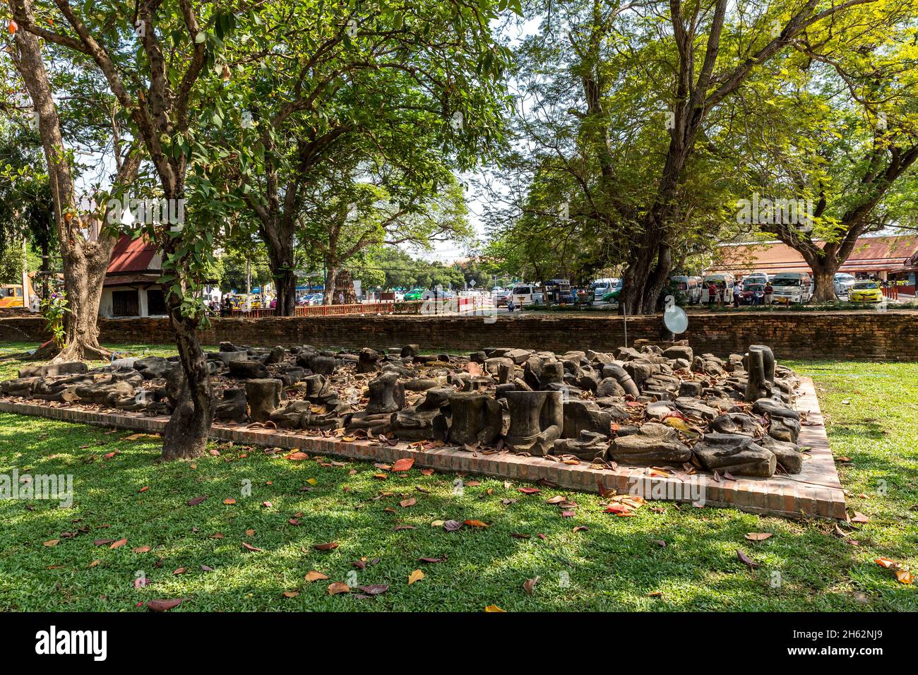 statue di buddha distrutte, wat maha che, complesso di tempio buddista, costruito nel 1374 sotto re borommaracha i, ayutthaya parco storico, ayutthaya, thailandia, asia Foto Stock