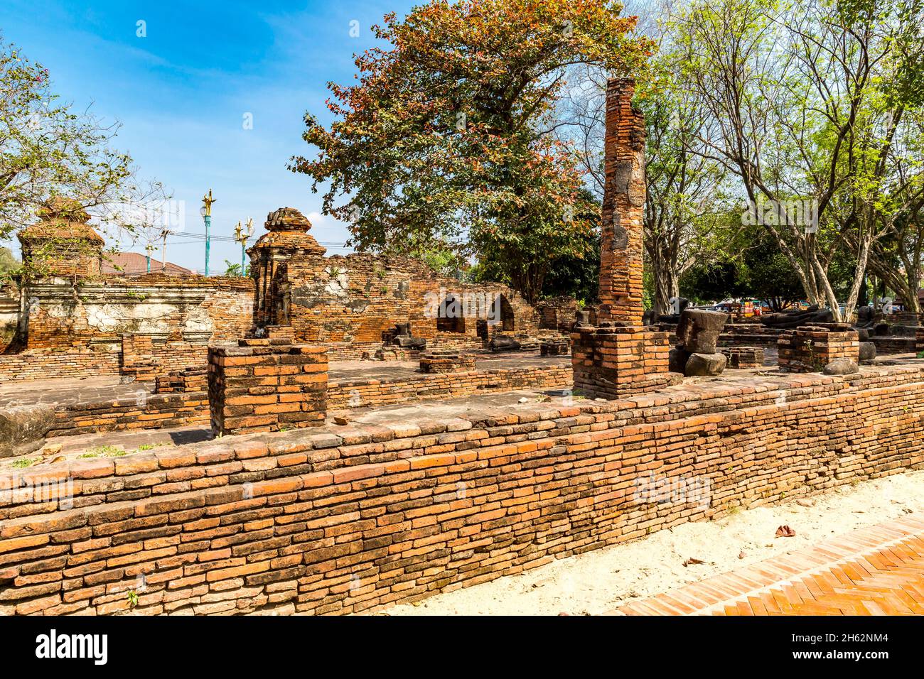 rovine, wat mahathat, wat maha that, complesso tempio buddista, costruito nel 1374 sotto re borommaracha i, ayutthaya parco storico, ayutthaya, thailandia, asia Foto Stock