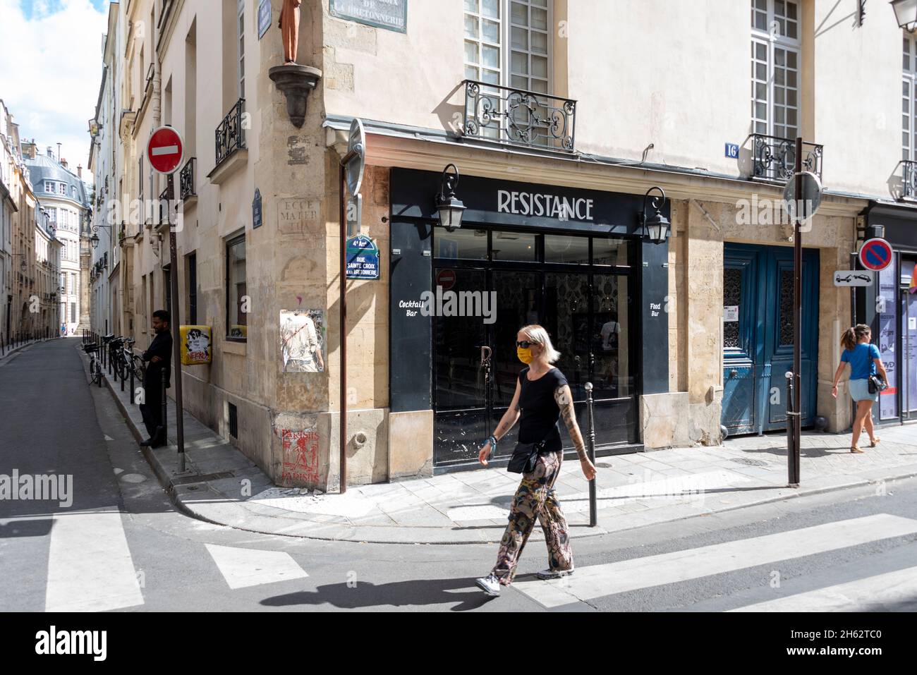 francia, parigi, bar resistenza nel quartiere ebraico marais Foto Stock