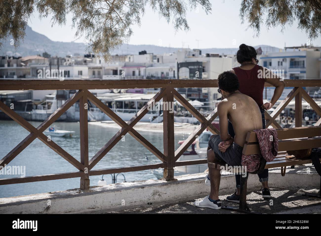 strade affascinanti della città vecchia a limin vicino a chersonissou. creta isola, grecia Foto Stock