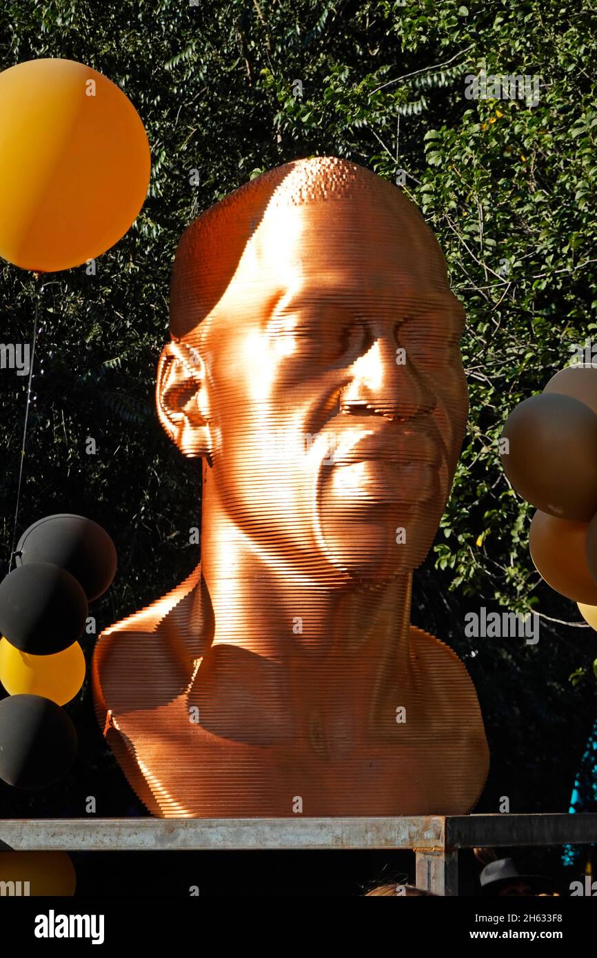 Visto nella mostra di arte pubblica di scultura di giustizia Union Square Park Manhattan New York City Foto Stock