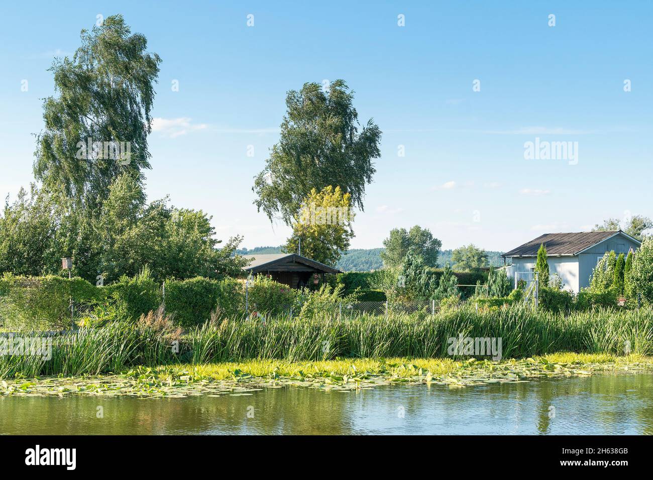 meclemburgo-pomerania occidentale, parco naturale del paesaggio del fiume di peenetal, malchin, canale di peene, gazebo Foto Stock