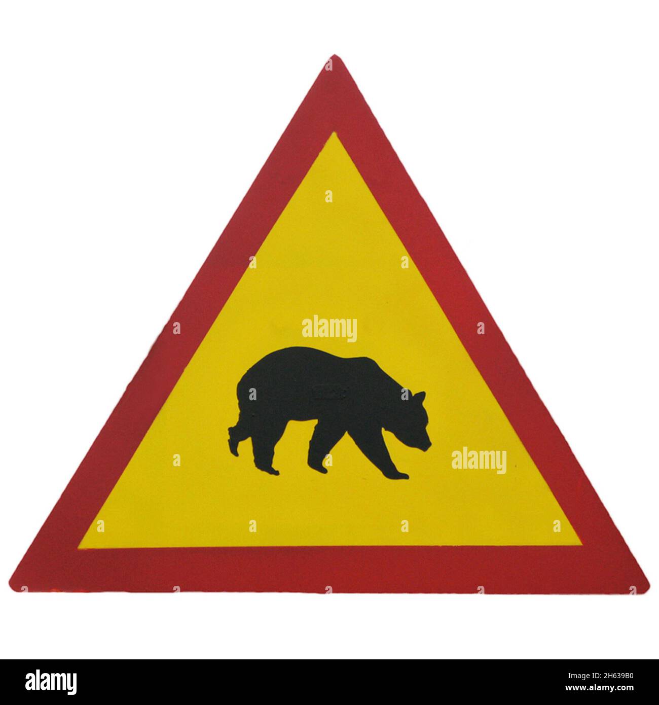 europa,svezia,provincia di jämtland,härjedalen,cartello stradale 'wildwechsel durch bären' vicino a lofsdalen Foto Stock