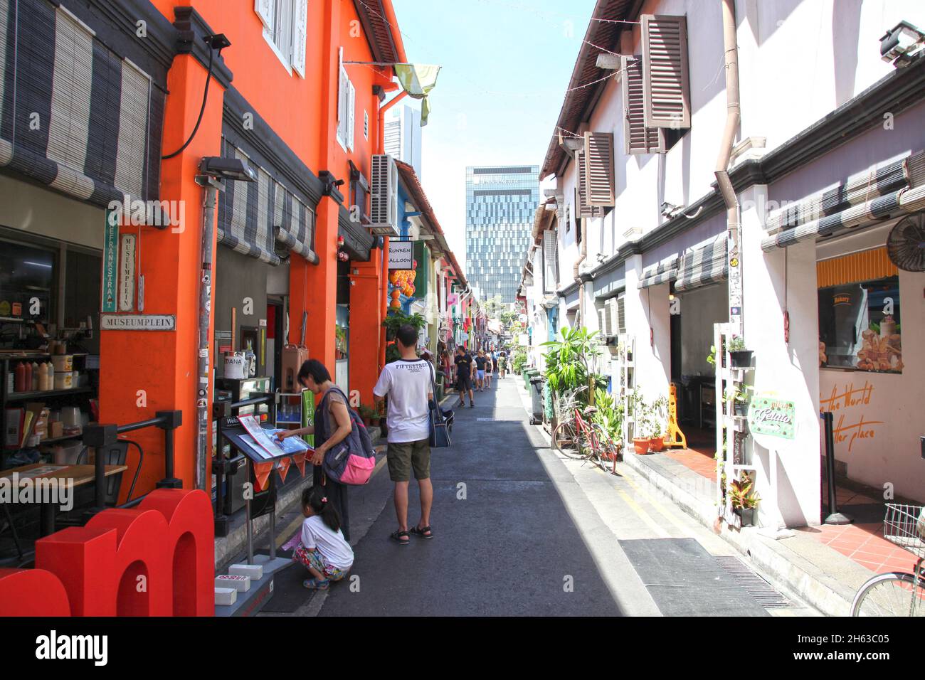 Muscat Street e il piccolo vicolo dietro Arab Street nel quartiere Kampong Glam di Singapore. Foto Stock