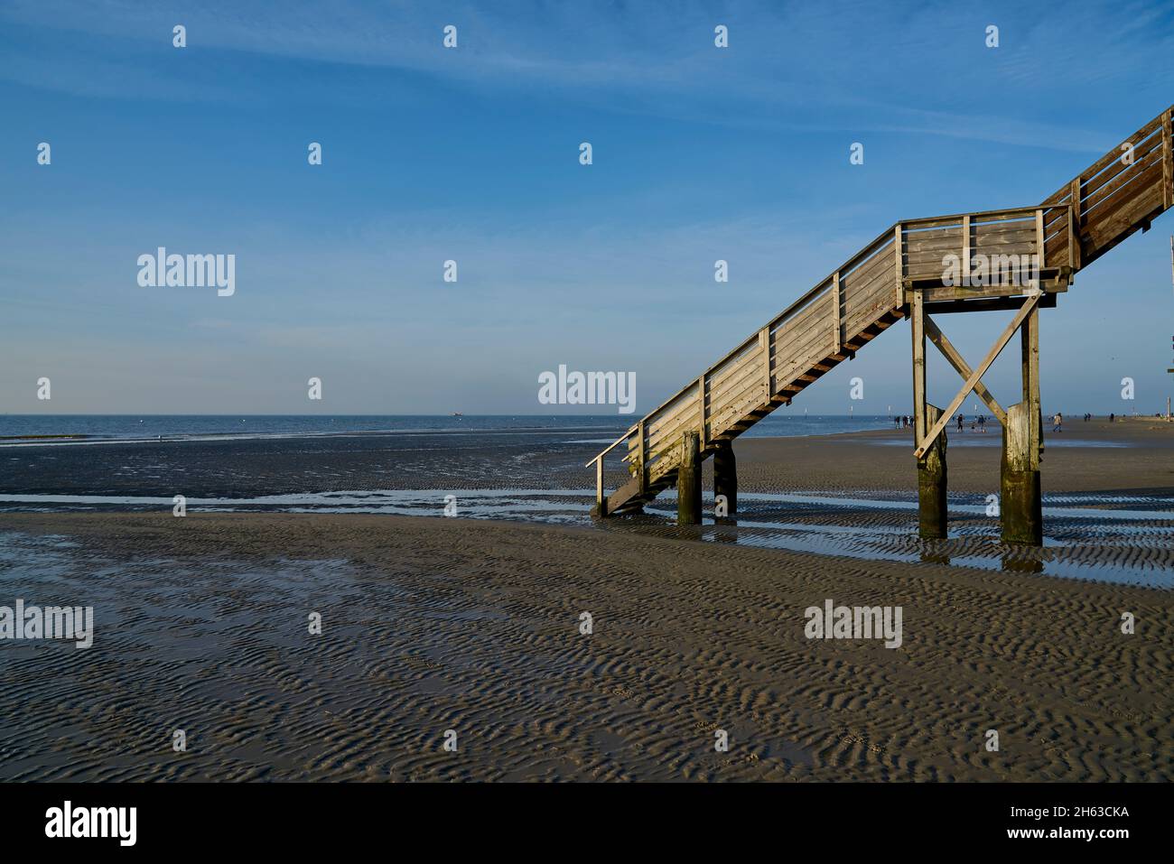 europa,germania,schleswig holstein,mare nord,san pietro ording,distesa,acqua,spiaggia Foto Stock