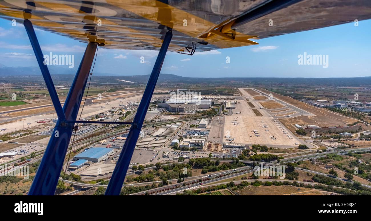 vista aerea,aeropuerto de palma de mallorca,aeroporto di palma de mallorca,fotografato dall'aereo,palma,mallorca,isole baleari,spagna Foto Stock