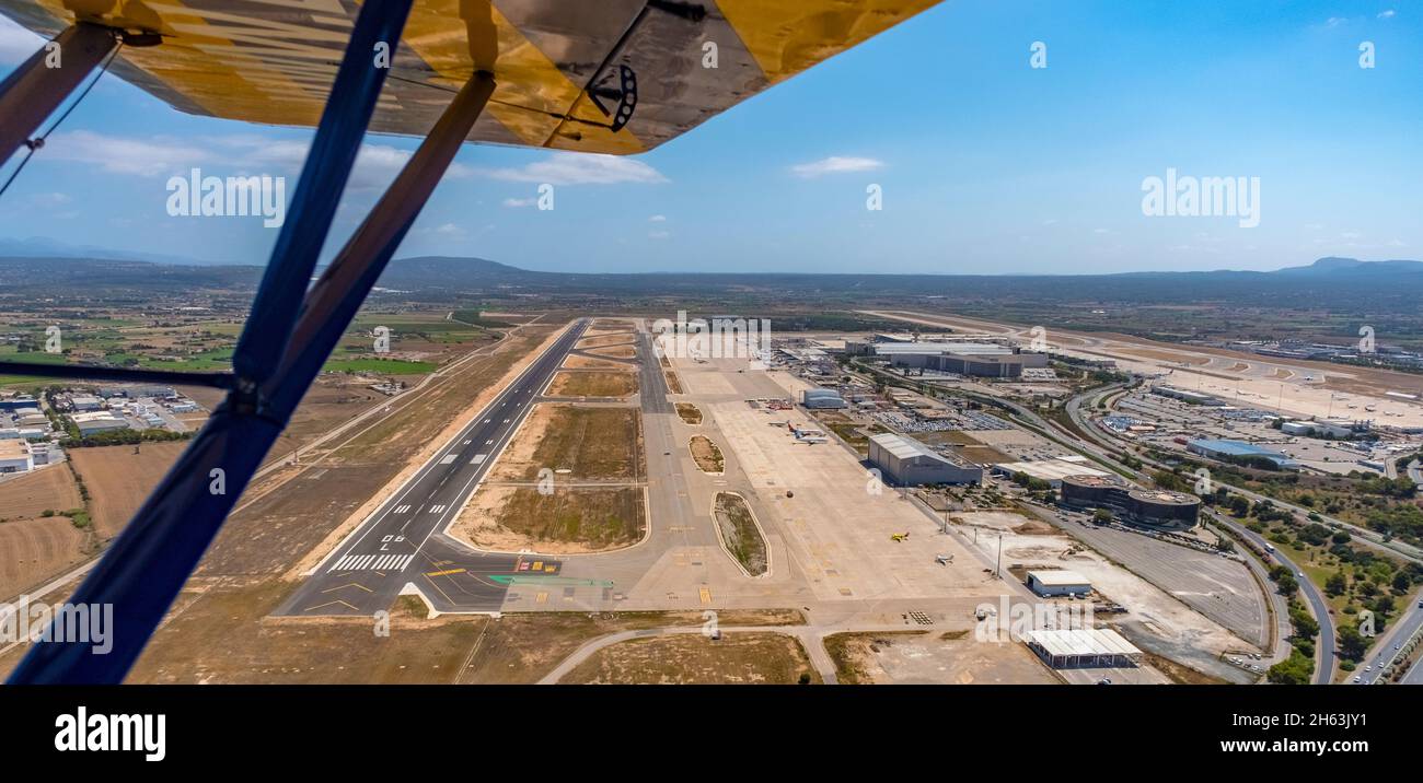 vista aerea,aeropuerto de palma de mallorca,aeroporto di palma de mallorca,fotografato dall'aereo,palma,mallorca,isole baleari,spagna Foto Stock