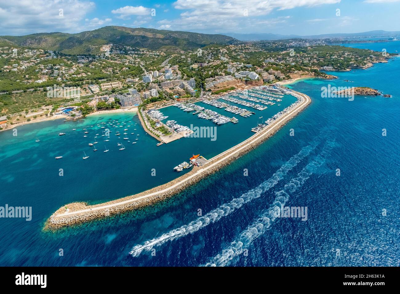 vista aerea,puerto portals yacht porto,illa d'en vendita isola,portali nous,calvià,mallorca,isole baleari,spagna Foto Stock