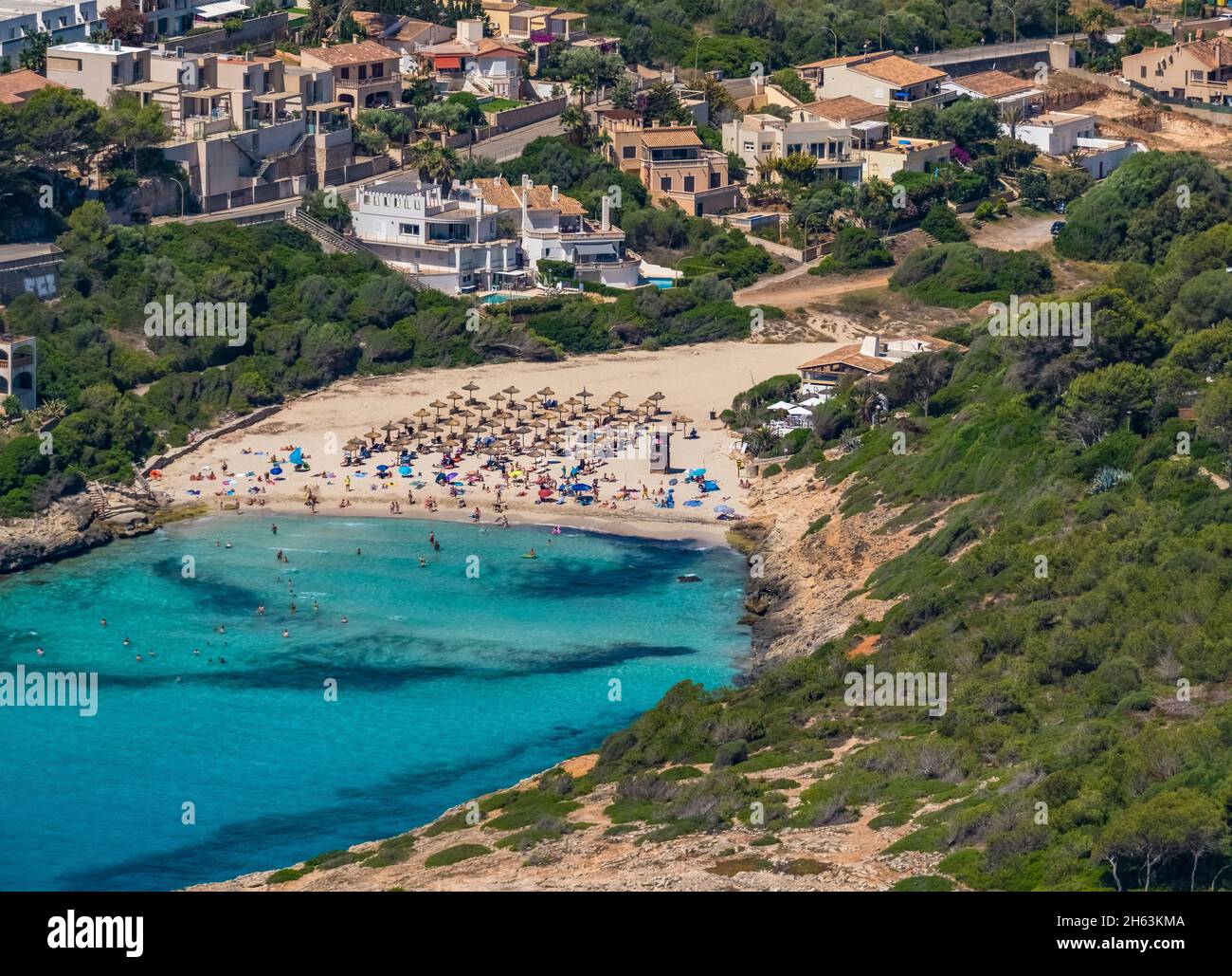 foto aerea,cala anguila-cala mendia,baia e spiaggia playa de cala mandia,manacor,mallorca,isole baleari,spagna,europa,maiorca Foto Stock