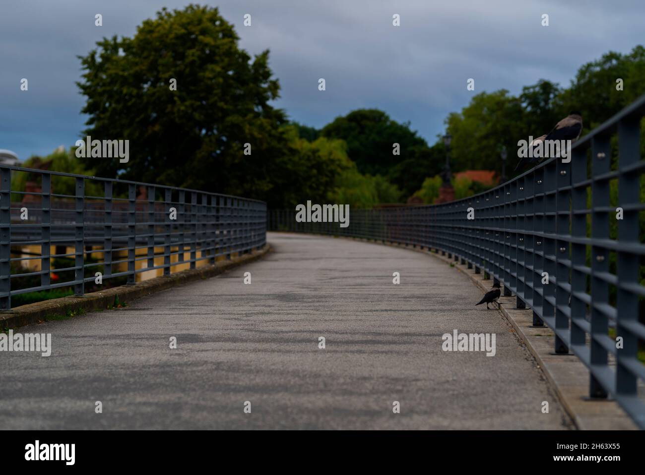 bici vuota e strada pedonale a berlino la mattina presto Foto Stock