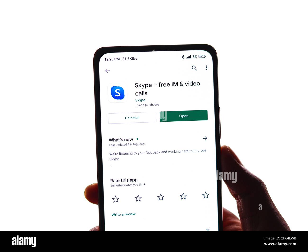 West Bangal, India - 11 novembre 2021 : immagine stock del logo Skype sullo schermo del telefono. Foto Stock