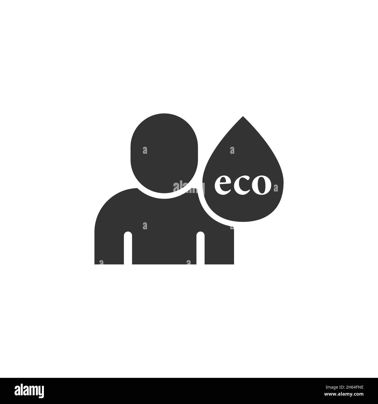 Icona della vita sana della gente in stile piatto. Illustrazione del vettore della goccia d'acqua su sfondo bianco isolato. Ecosistema organico segno business concetto. Illustrazione Vettoriale