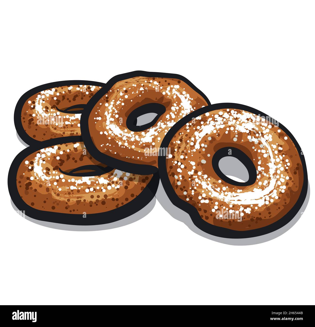 Illustrazione delle ciambelle cotte su sfondo bianco Illustrazione Vettoriale