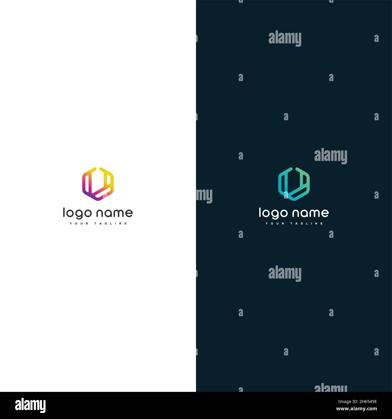 Logo esagonale geometrico design lettera J stile moderno Illustrazione Vettoriale