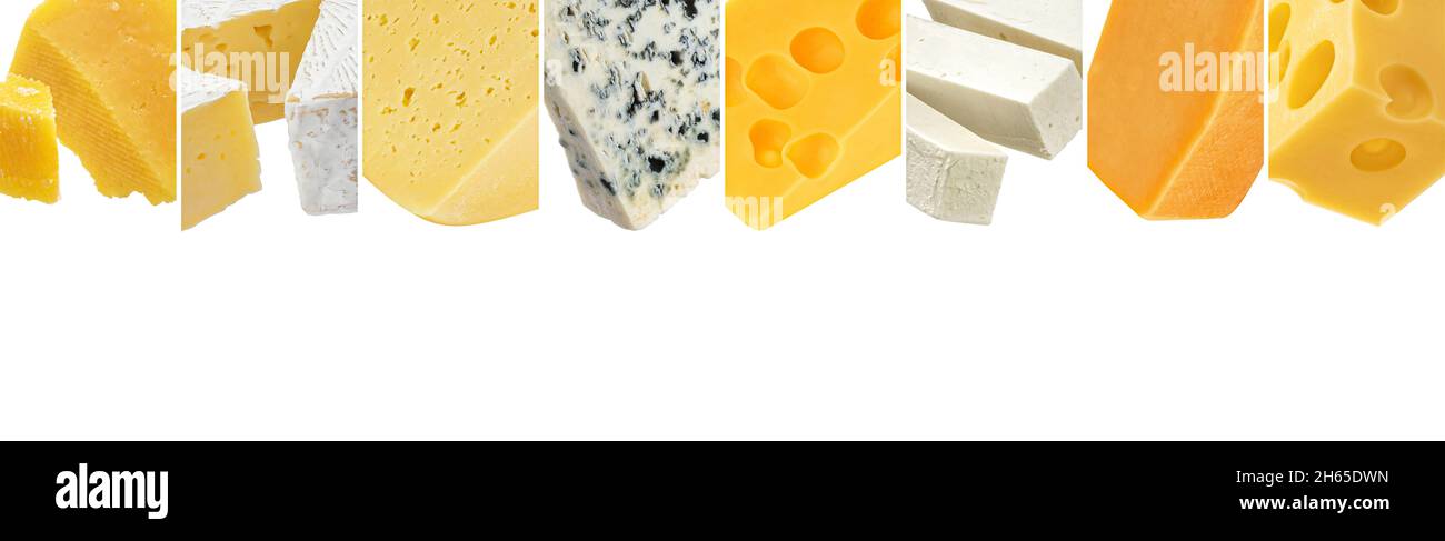 Collage di formaggio con spazio di copia per il testo Foto Stock