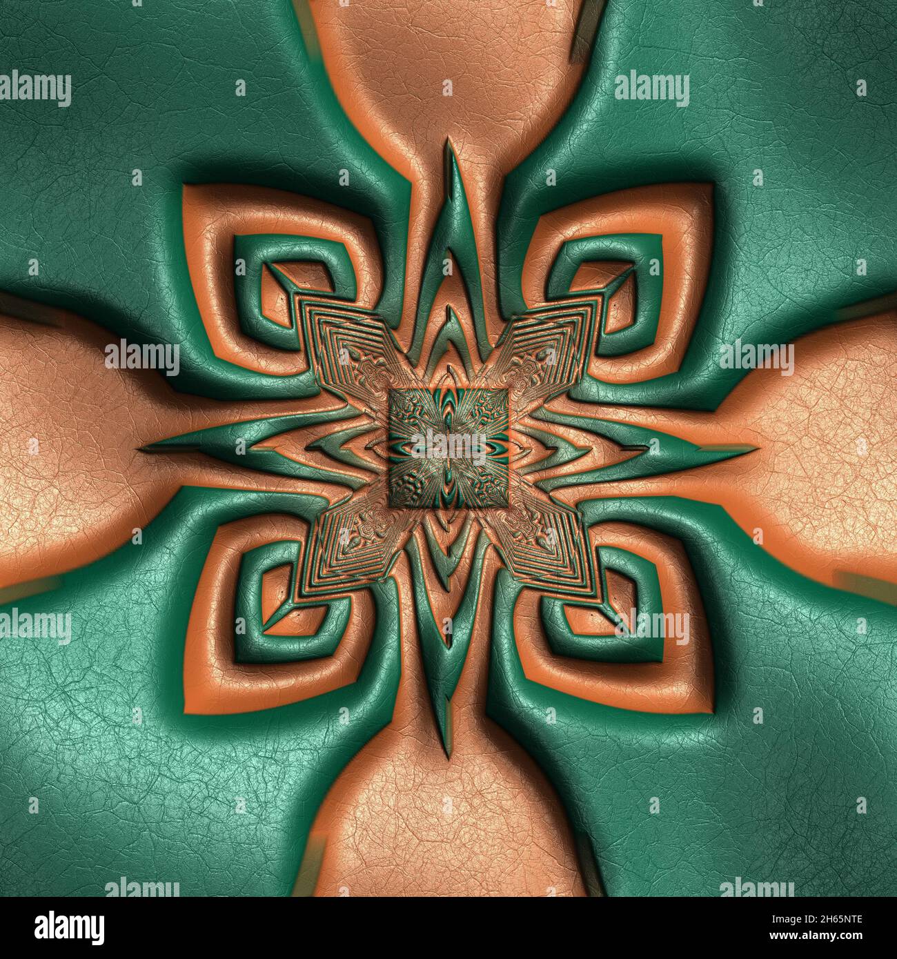 Lussuosa piastrella di sfondo con frattale goffrato in pelle Foto Stock