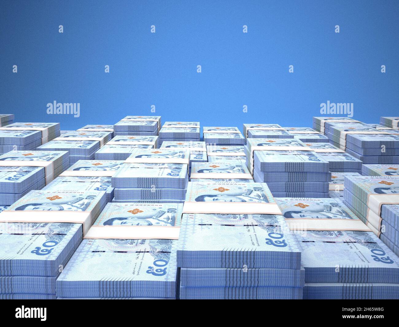 Denaro della Thailandia. Baht thailandese fatture. Banconote THB. 50 bahts. Affari, finanza, notizie di background. illustrazione 3d. Foto Stock