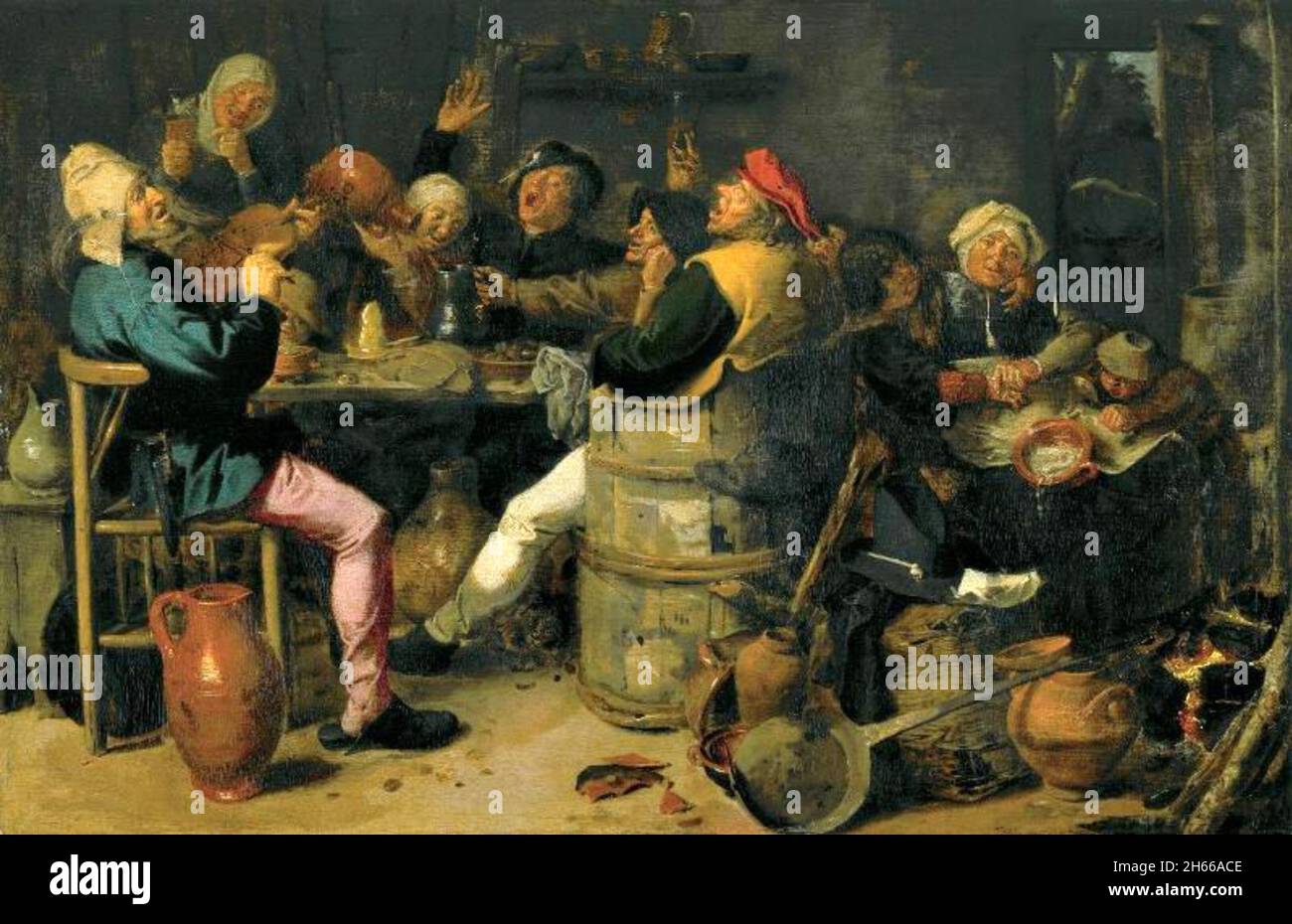 Adriaen Brouwer artwork - Feast del contadino - circa 1625 - 1626 Foto Stock