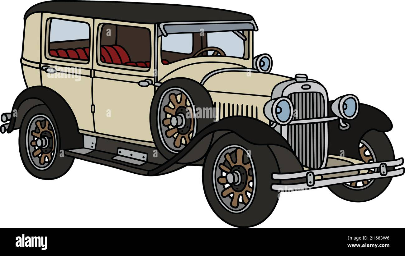 Il disegno a mano vettorizzato di un'auto d'epoca Illustrazione Vettoriale