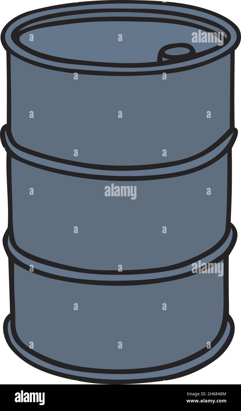 Il disegno a mano vettorizzato di un cilindro di metallo blu Illustrazione Vettoriale