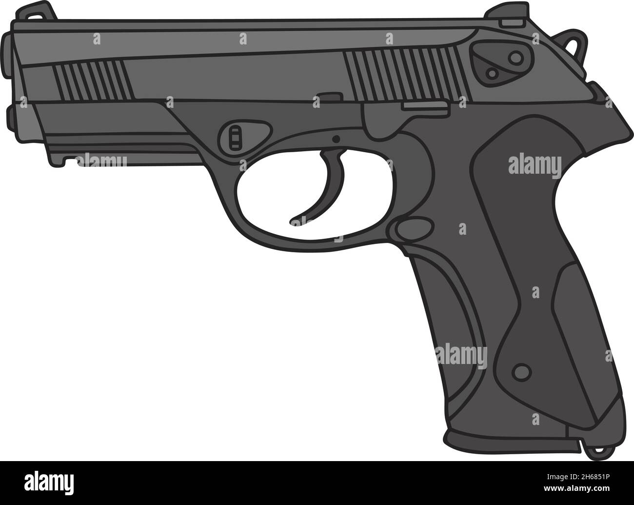 Il disegno a mano vettorizzato di una pistola recente Illustrazione Vettoriale