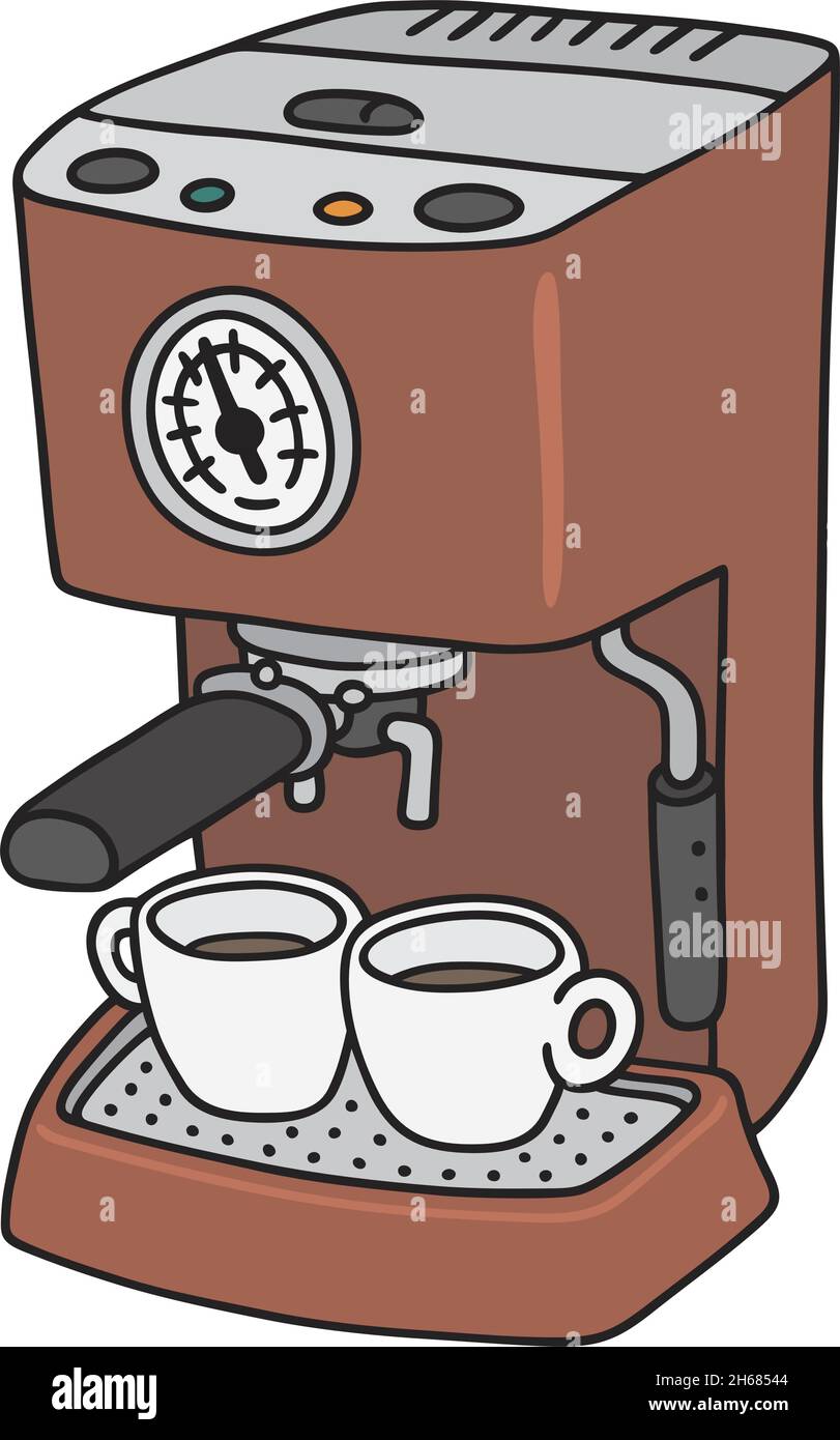 Disegno manuale vettorizzato di una macchina da caffè elettrica Illustrazione Vettoriale