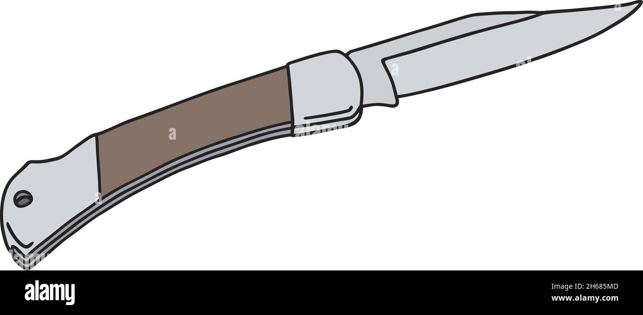 Il disegno a mano vettorizzato di un coltello tascabile Illustrazione Vettoriale