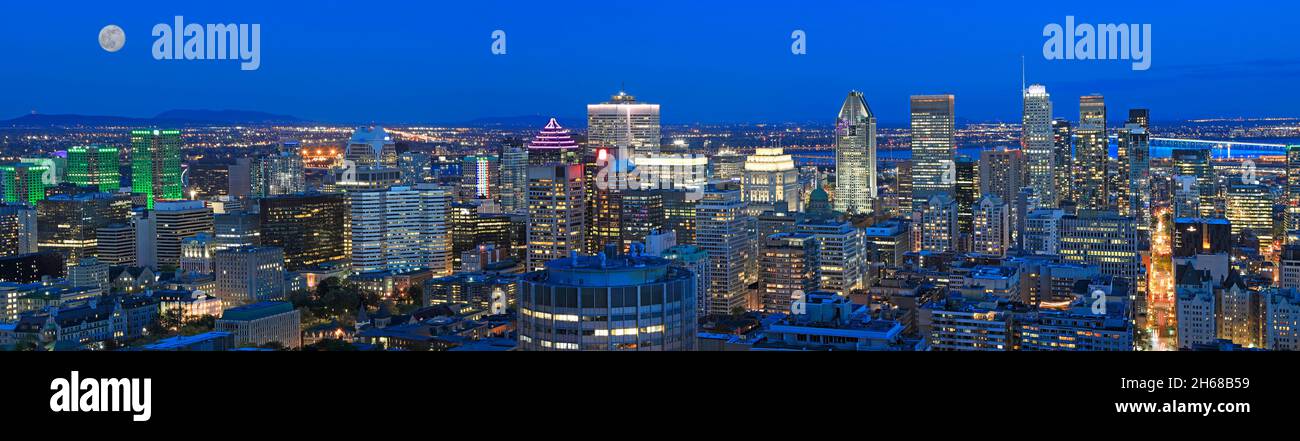 Vista panoramica aerea dello skyline di Montreal al tramonto, Quebec, Canada Foto Stock