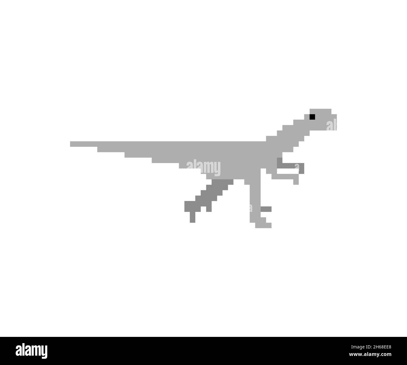 Velociraptor pixel art dinosaur. Pixelated Ancient animal. Mostro preistorico Dino a 8 bit. La bestia è il periodo giurassico Illustrazione Vettoriale