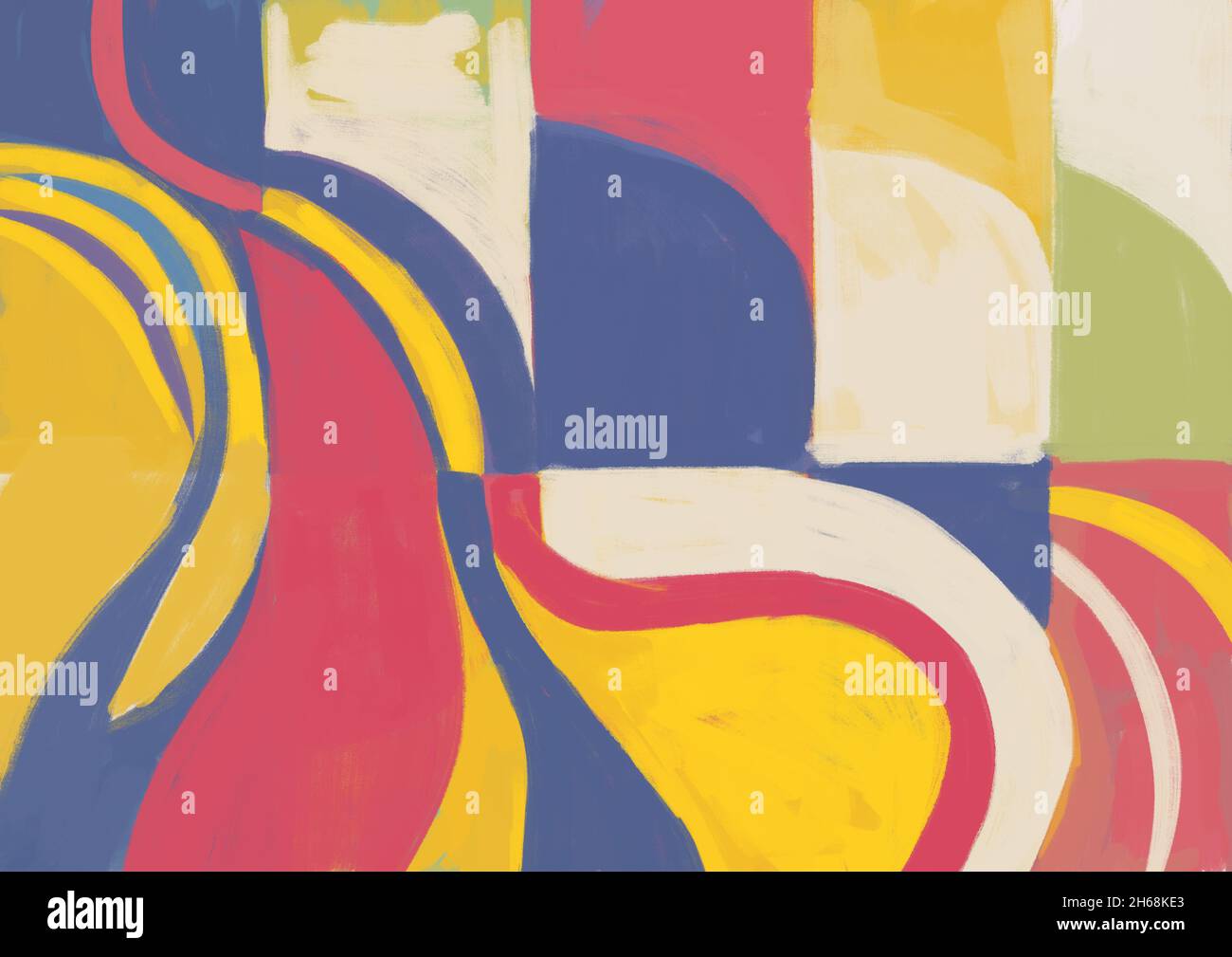 Bella arte astratta con forme rotonde e quadrate e colore primario ispirato da Kandinsky e Malevich arte, illustrazione, astratto bauhaus e moderno g Foto Stock
