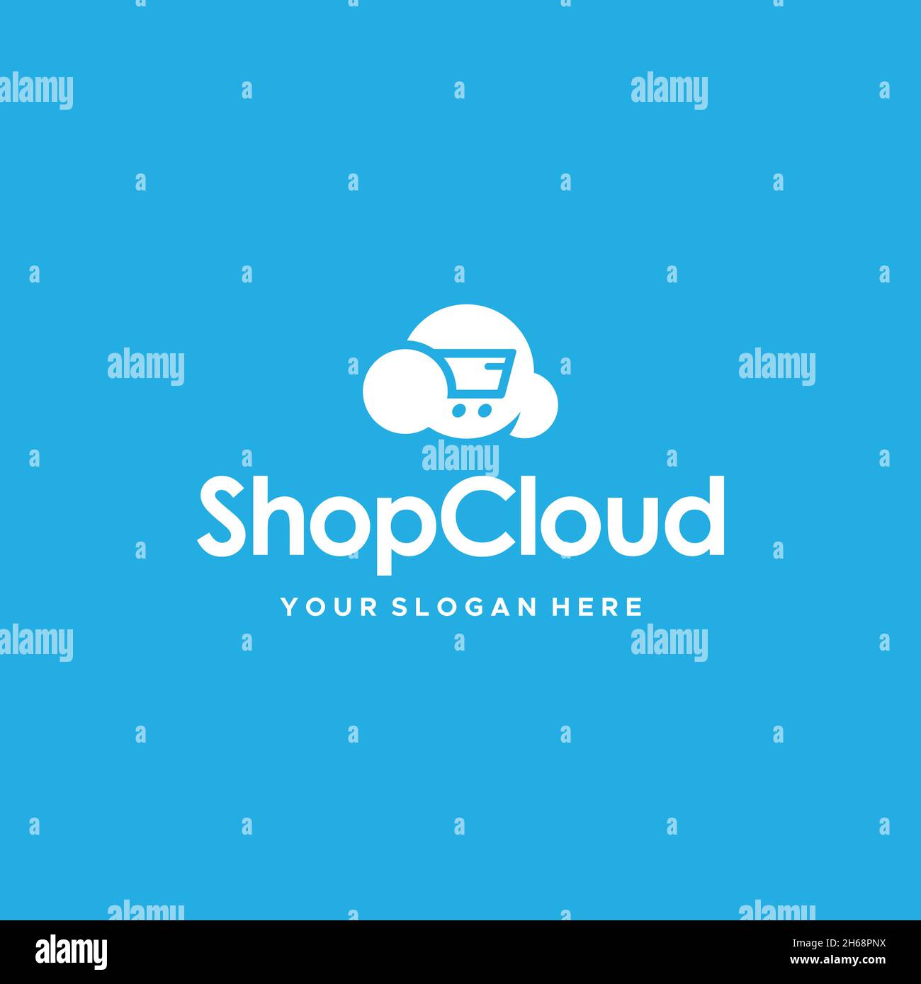 Design minimalista del carrello ShopCloud Illustrazione Vettoriale