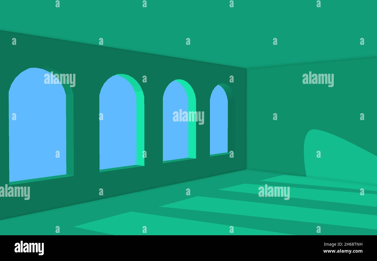 Stanza vuota con finestra e ombre illustrazione vettoriale. Illustrazione Vettoriale