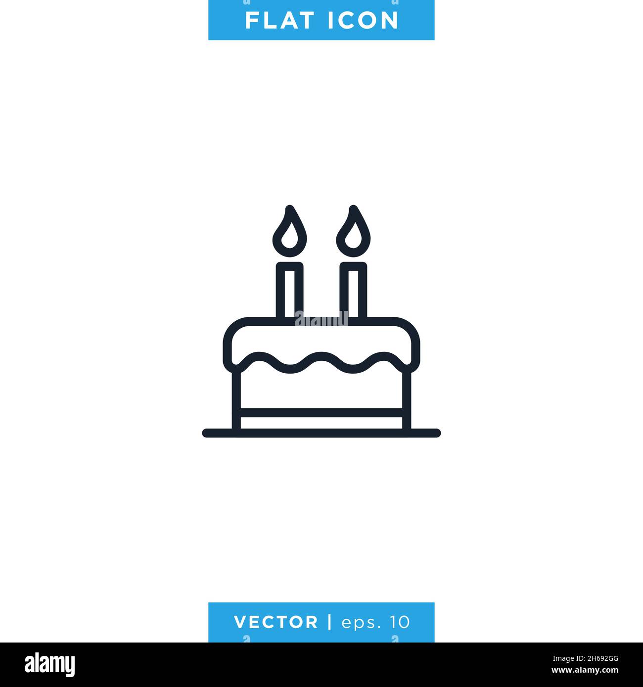Compleanno giorno torta icona vettore stock modello di disegno illustrazione. Illustrazione Vettoriale