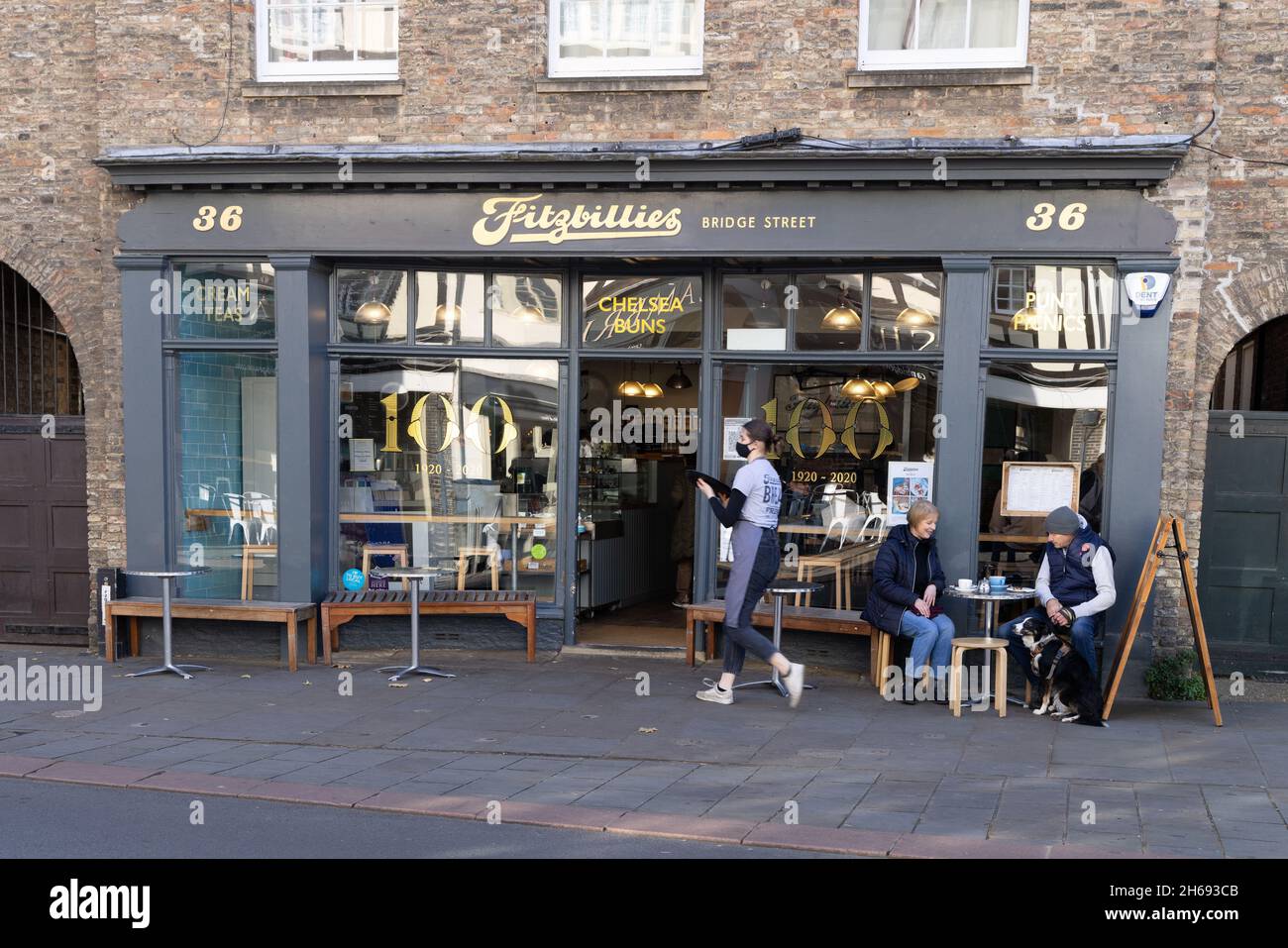 Fitzbillies Cambridge UK, un ben noto bar ristorante e negozio di dolci, Bridge Street Branch, Cambridge Inghilterra Foto Stock