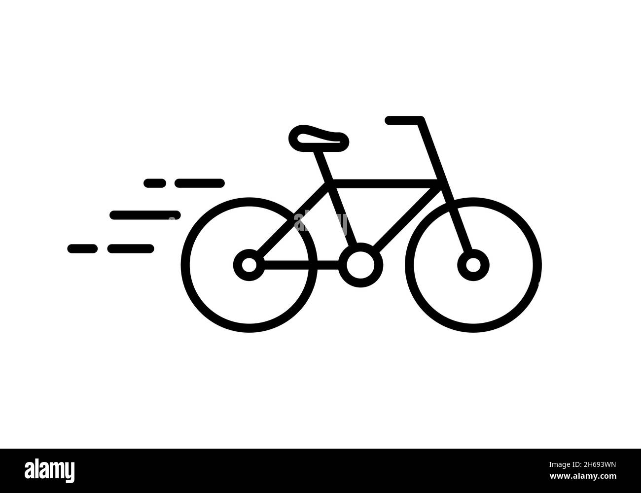 Icona della linea di biciclette a consegna rapida. Concetto di pendolarismo e di trasporto cittadino. Spedizione rapida dell'ordine online. Opzioni di trasporto ecologico. Consegna in bicicletta Illustrazione Vettoriale