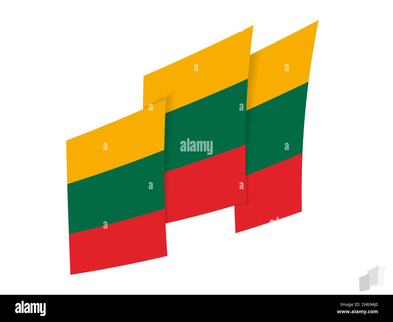 Bandiera lituana in un disegno astratto strappato. Design moderno della bandiera lituana. Icona vettore. Illustrazione Vettoriale
