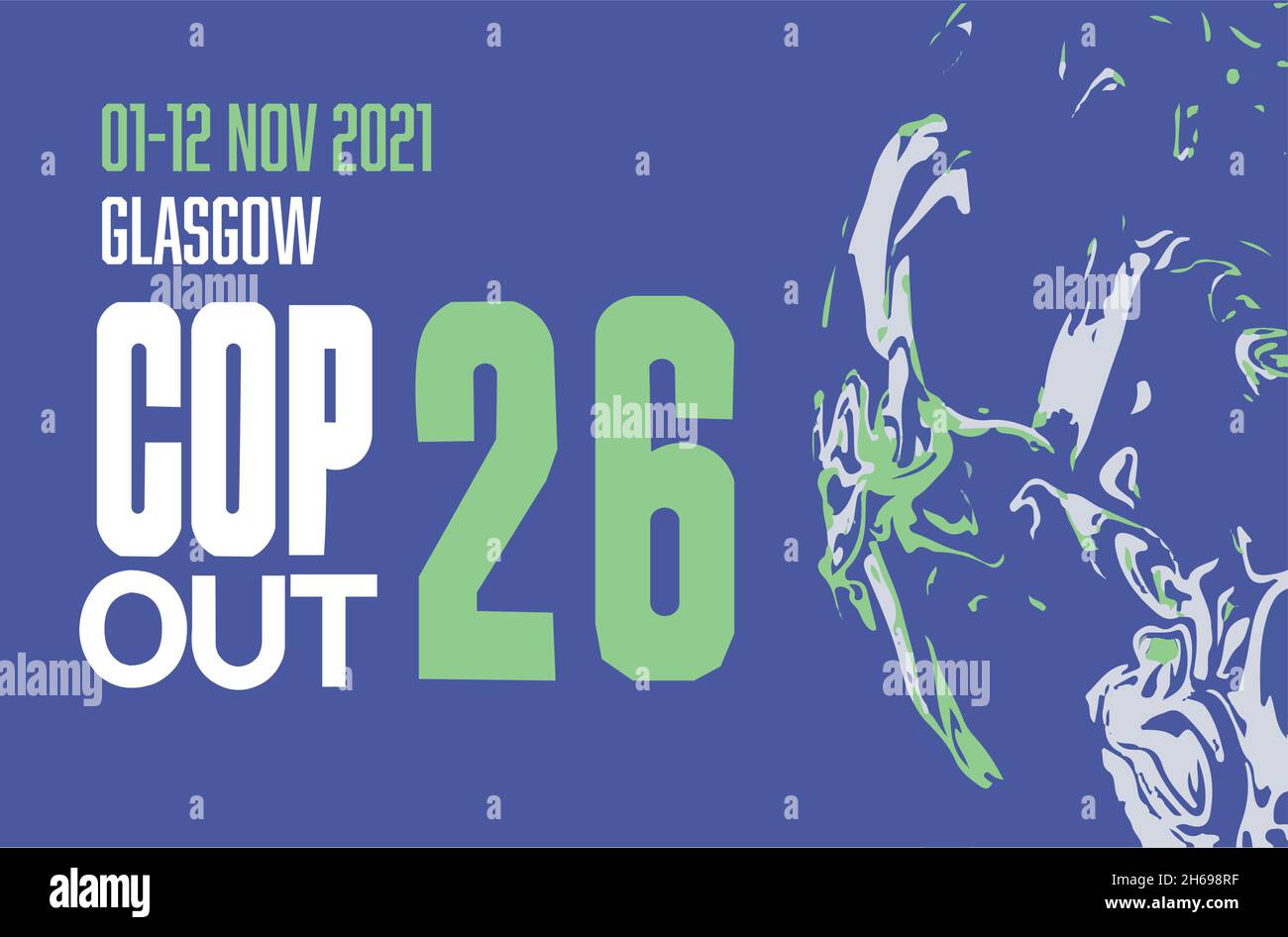 COP OUT 26 Glasgow 2021 illustrazione vettoriale - Vertice internazionale sul clima Illustrazione Vettoriale