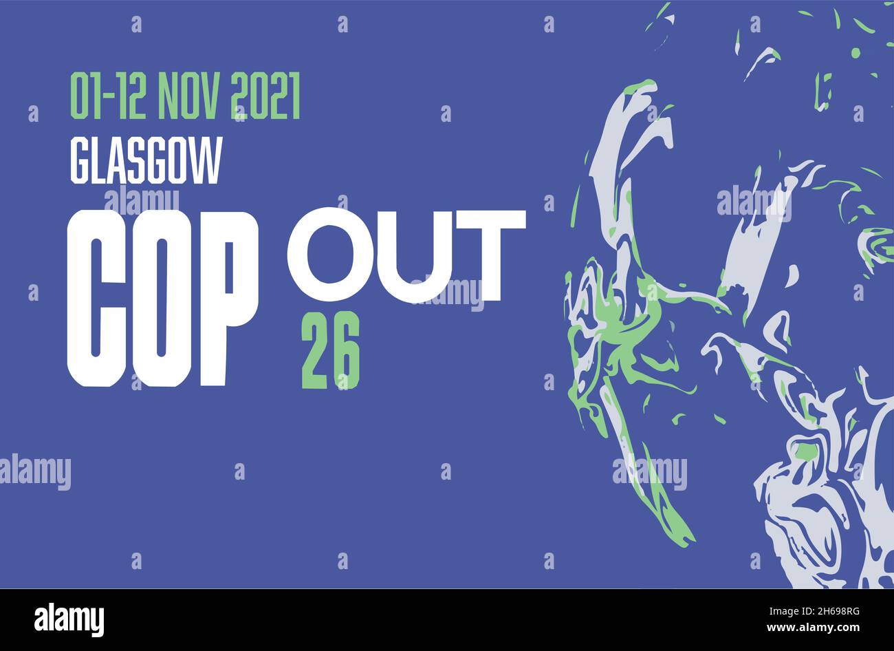 COP OUT 26 Glasgow 2021 illustrazione vettoriale - Vertice internazionale sul clima Illustrazione Vettoriale