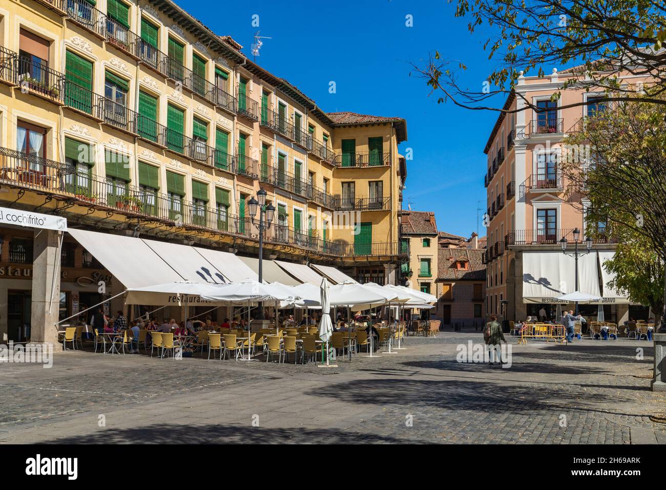 Segovia, Spagna, 19 ottobre 2021. Vista della Plaza Mayor di Segovia, in Spagna Foto Stock